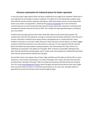 entrance automation for industrial places
