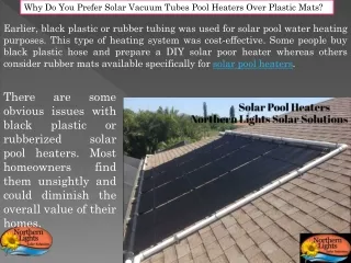 why do you prefer solar vacuum tubes pool heaters