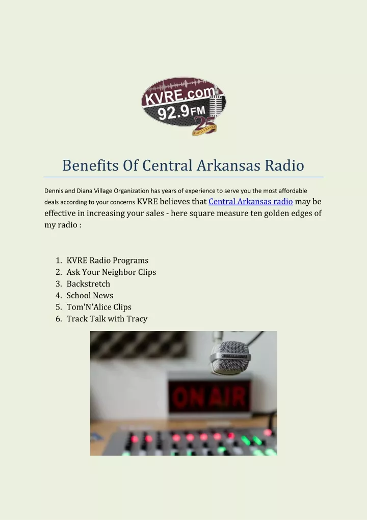 benefits of central arkansas radio