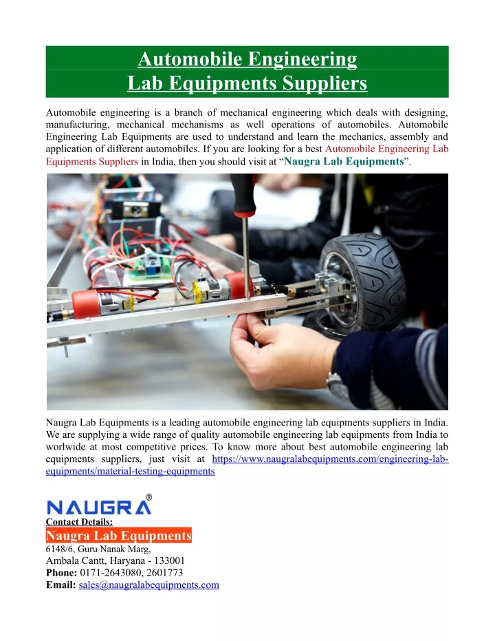 automobile engineering lab equipments suppliers