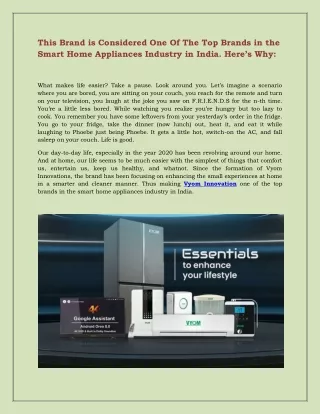 This Brand is Considered One Of The Top Brands in the Smart Home Appliances Industry in India. Here’s Why: