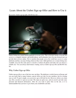 learn about the unibet sign up offer
