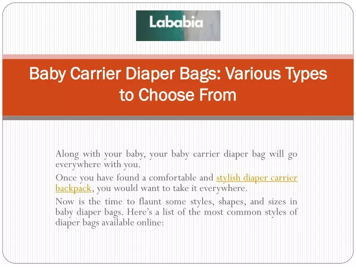 baby carrier diaper bags various types to choose from