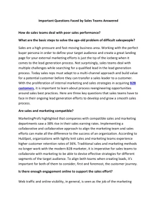 important questions faced by sales teams answered