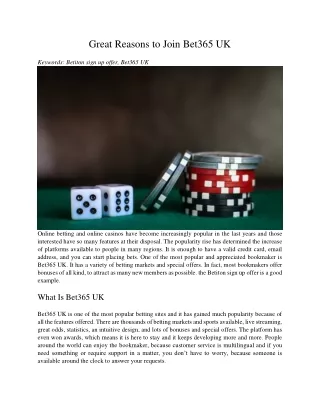 great reasons to join bet365 uk