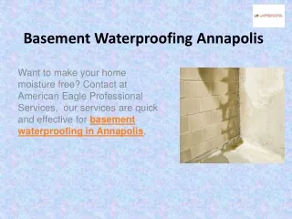 Basement Waterproofing Anneapolis