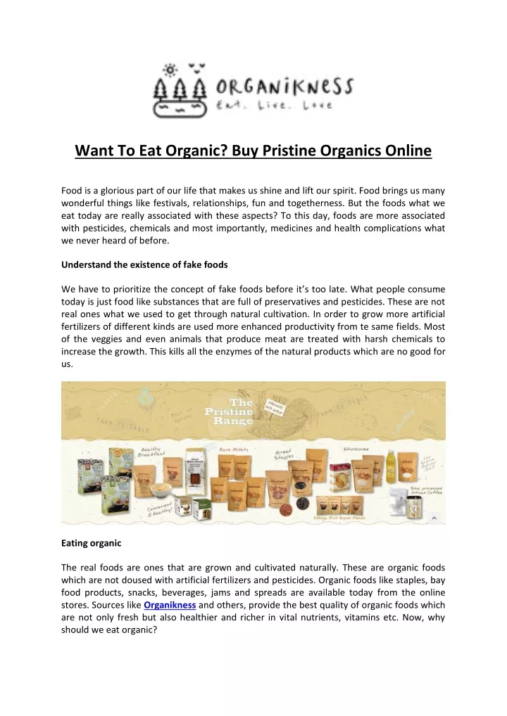 want to eat organic buy pristine organics online
