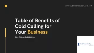 Benefits of Cold Calling for Your Business