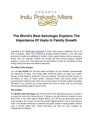 World’s Best Astrologer Explains The Importance Of Vastu In Family Growth