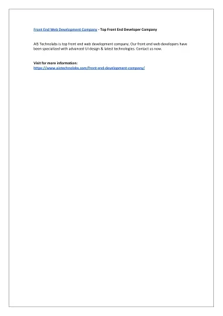 front end web development company top front