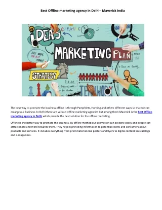 Best Offline marketing agency in Delhi– Maverick India
