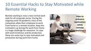 10 Essential Hacks to Stay Motivated while Remote Working