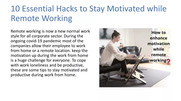 10 essential hacks to stay motivated while remote working