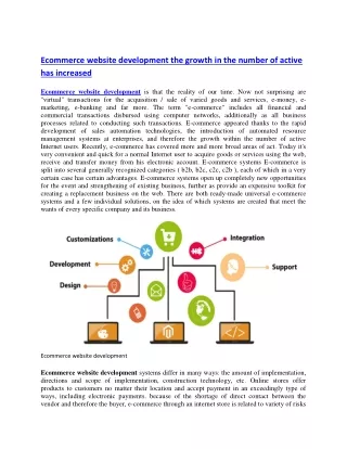 ecommerce website development the growth