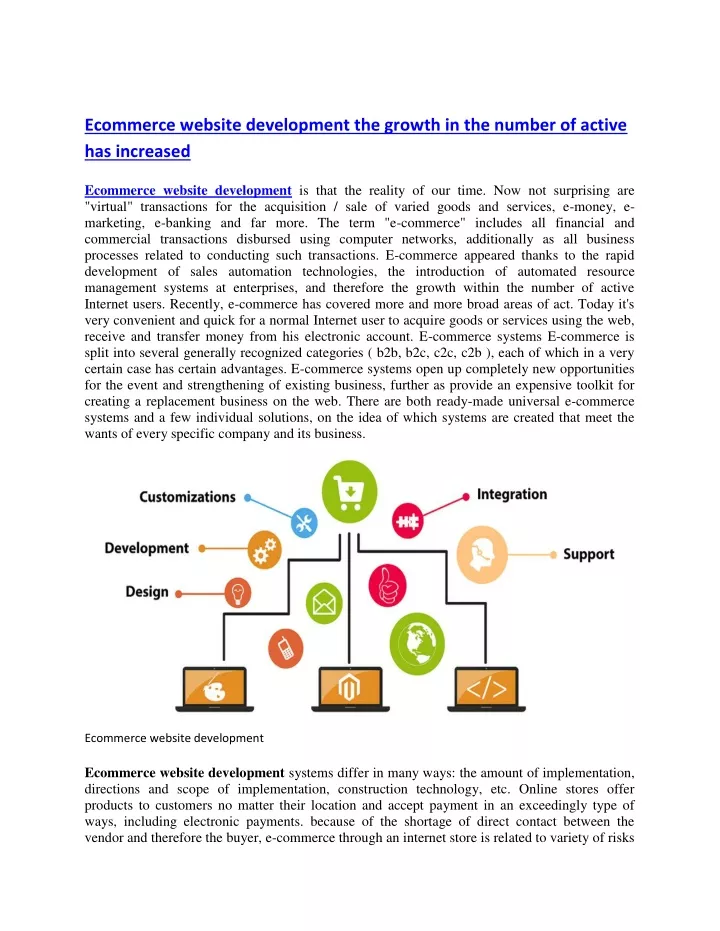 ecommerce website development the growth