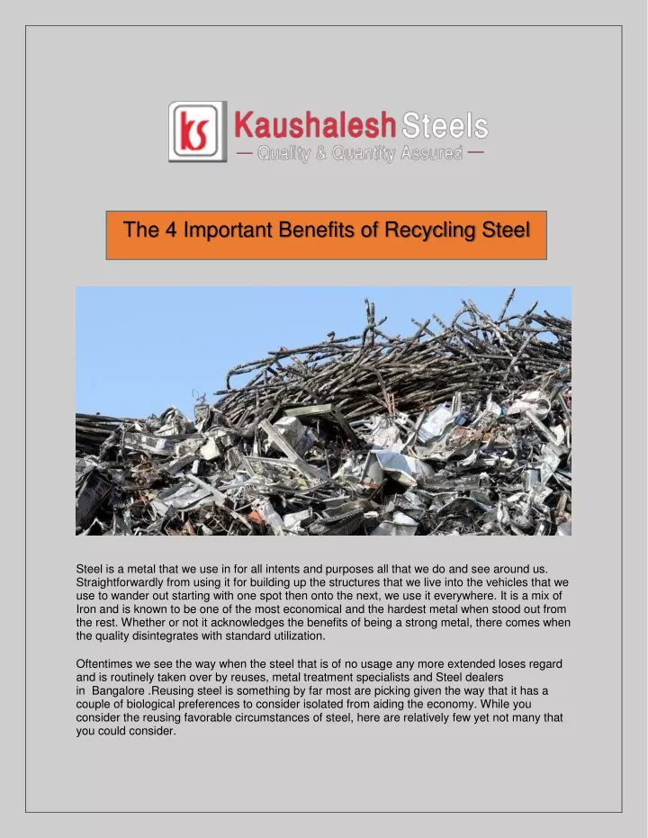the 4 important benefits of recycling steel