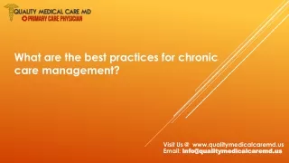 What are the best practices for chronic care management?