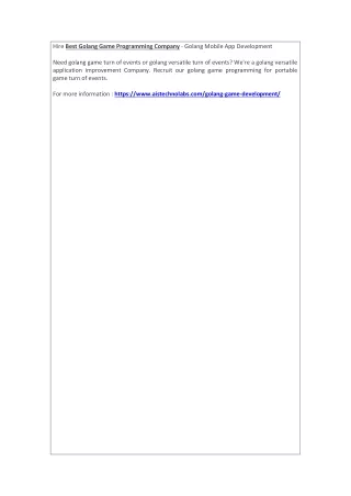 hire best golang game programming company golang