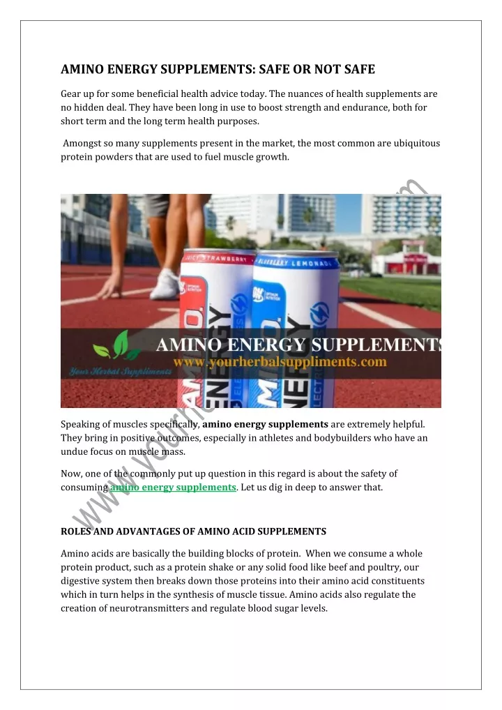 amino energy supplements safe or not safe