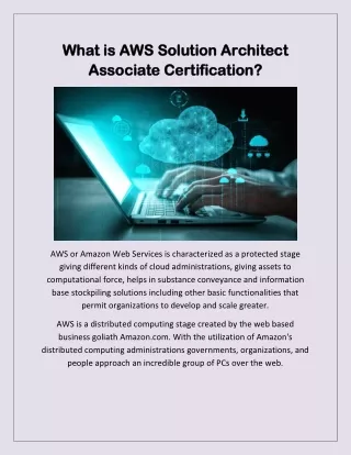 What is AWS Solution Architect Associate Certification?