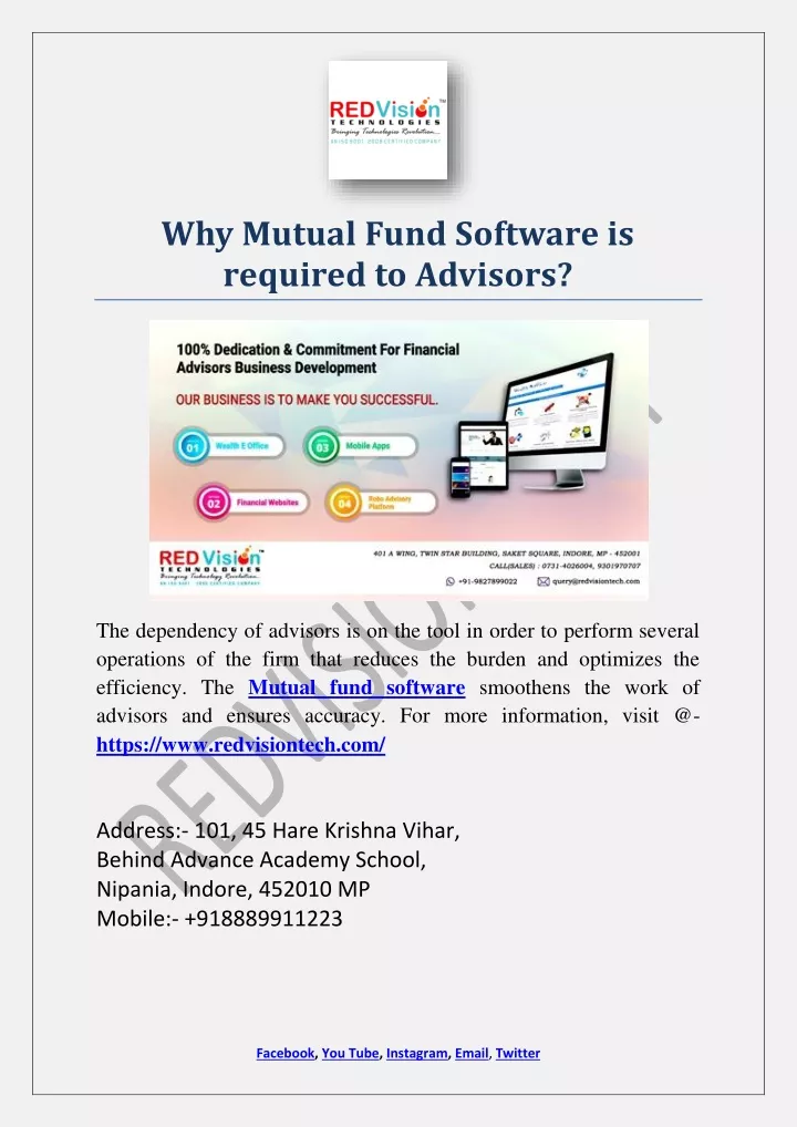 why mutual fund software is required to advisors