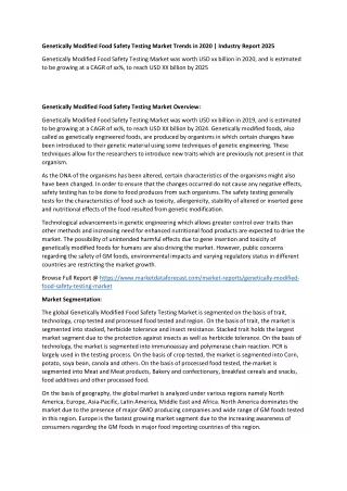 genetically modified food safety testing market