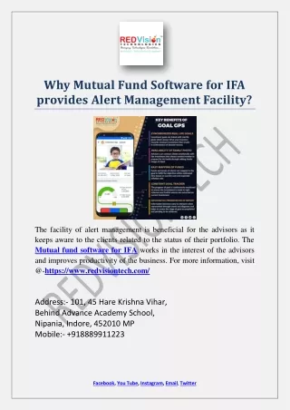 why mutual fund software for ifa provides alert