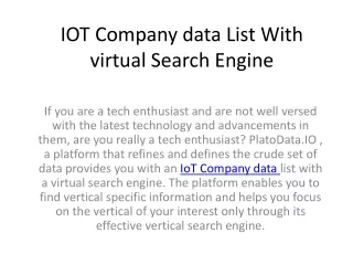 IOT Company data List With virtual Search Engine