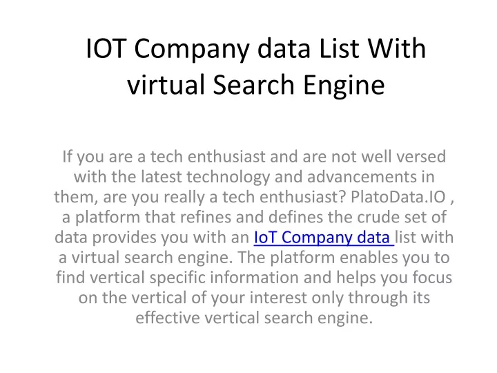 iot company data list with virtual search engine