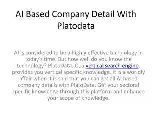 AI Based Company Detail With Platodata
