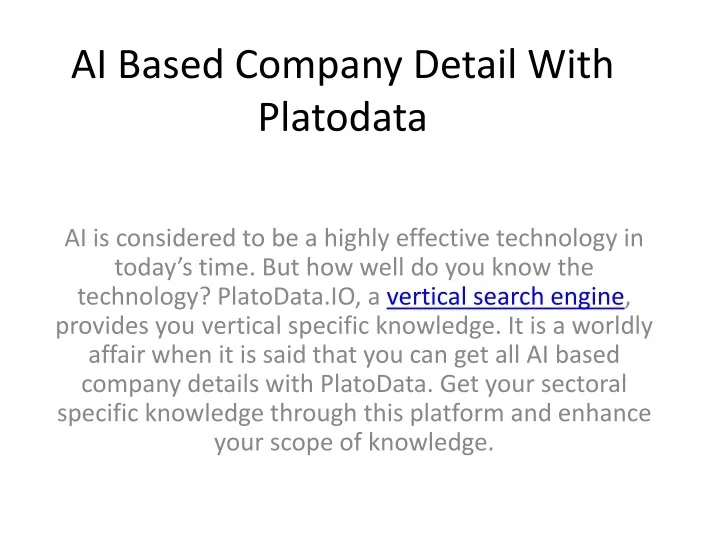 ai based company detail with platodata