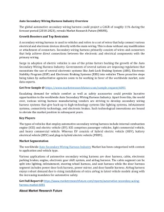 auto secondary wiring harness industry overview