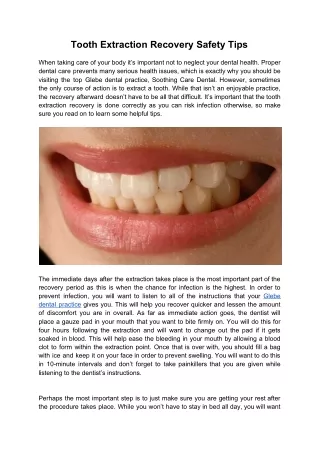 tooth extraction recovery safety tips