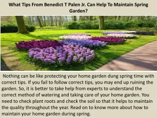 what tips from benedict t palen jr can help to maintain spring garden