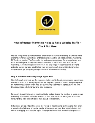How Influencer Marketing Helps to Raise Website Traffic – Check Out Here