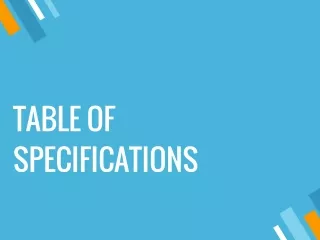 Table of Specification