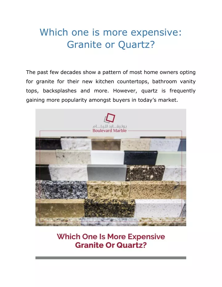which one is more expensive granite or quartz