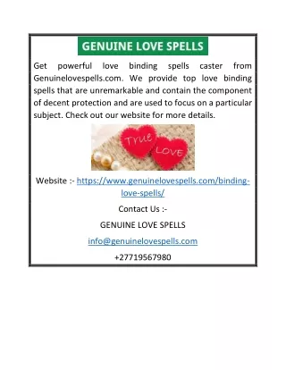 Powerful Love Binding Spells Caster Online | Genuinelovespells.com
