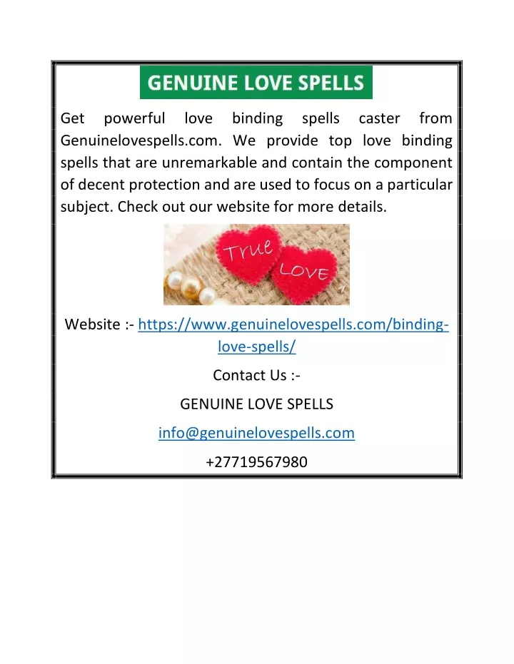 get genuinelovespells com we provide top love