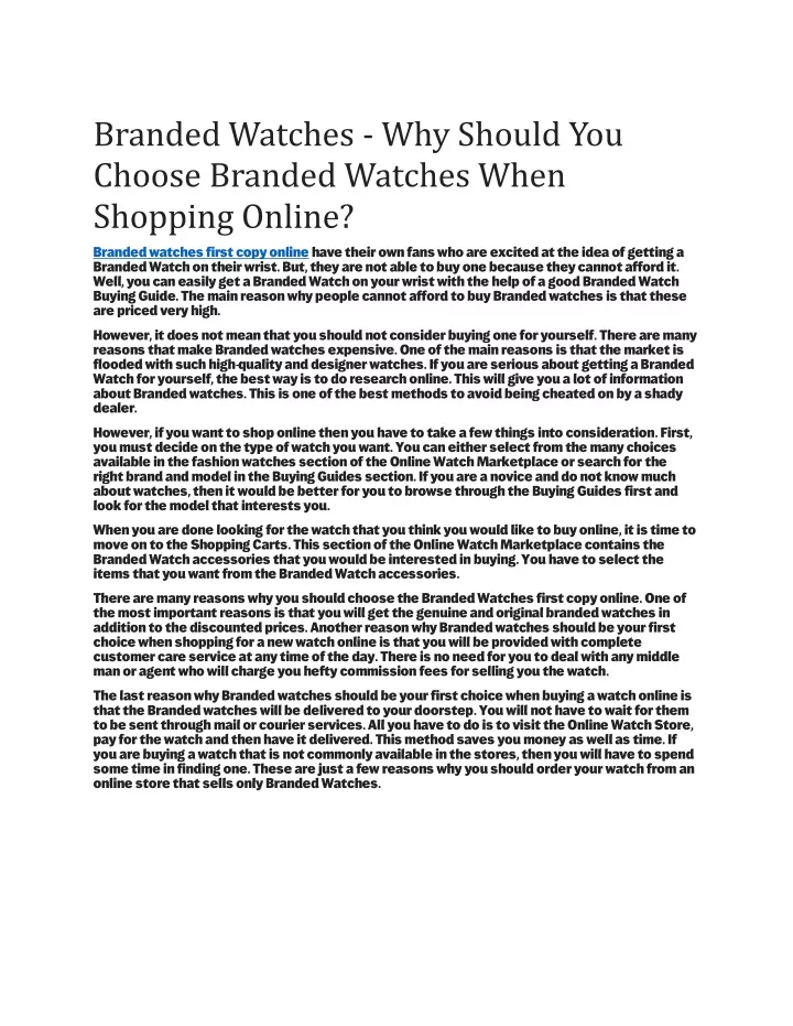 branded watches why should you choose branded