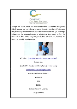 Home care provider in Columbia Maryland | Comfortonthesevern.com