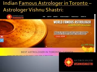 Indian Famous Astrologer in Toronto – Astrologer Vishnu Shastri: