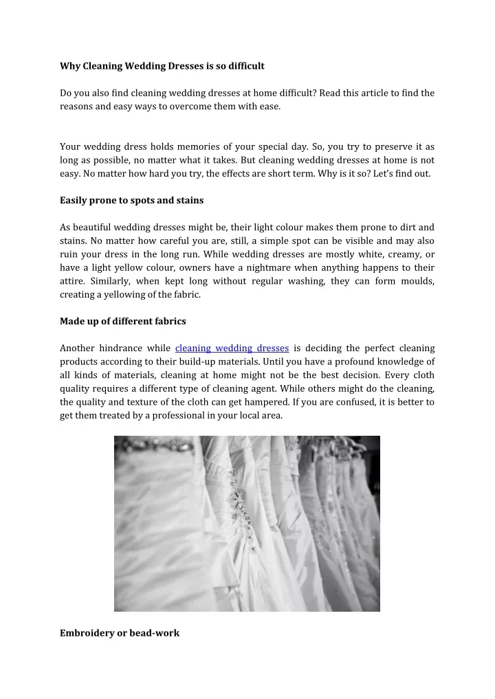 why cleaning wedding dresses is so difficult
