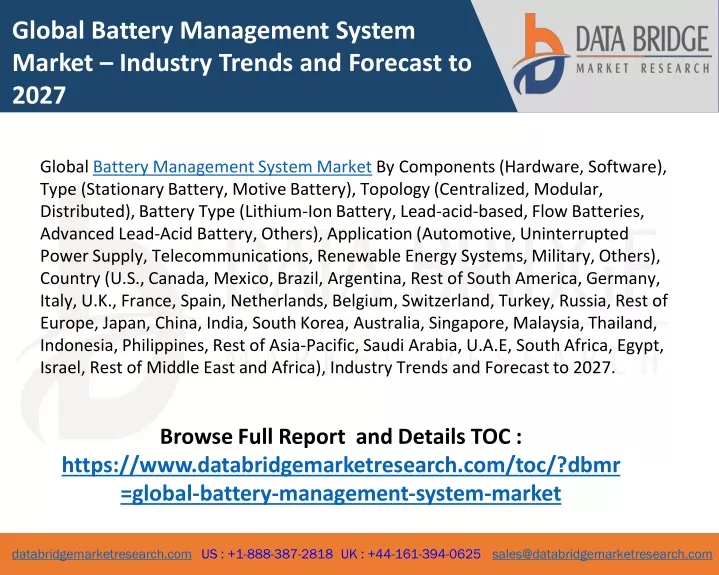 global battery management system market industry
