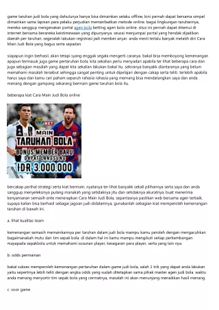 game taruhan judi bola yang dahulunya hanya bisa