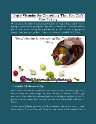 Top 5 Vitamins for Conceiving That You Can’t Miss Taking