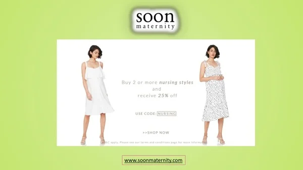 Buy 2 & Get 2nd 25% Off Nursing Dresses at Soon Maternity