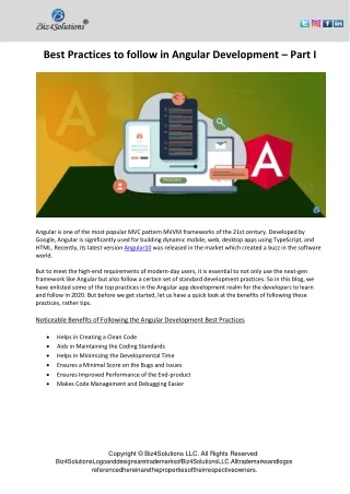 best practices to follow in angular development