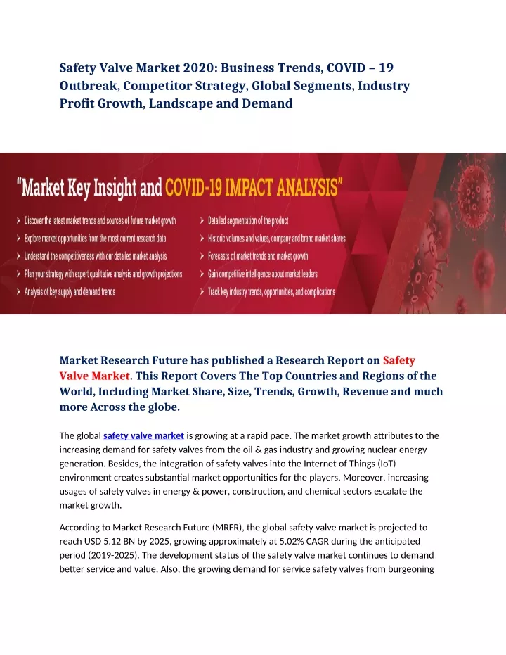 safety valve market 2020 business trends covid