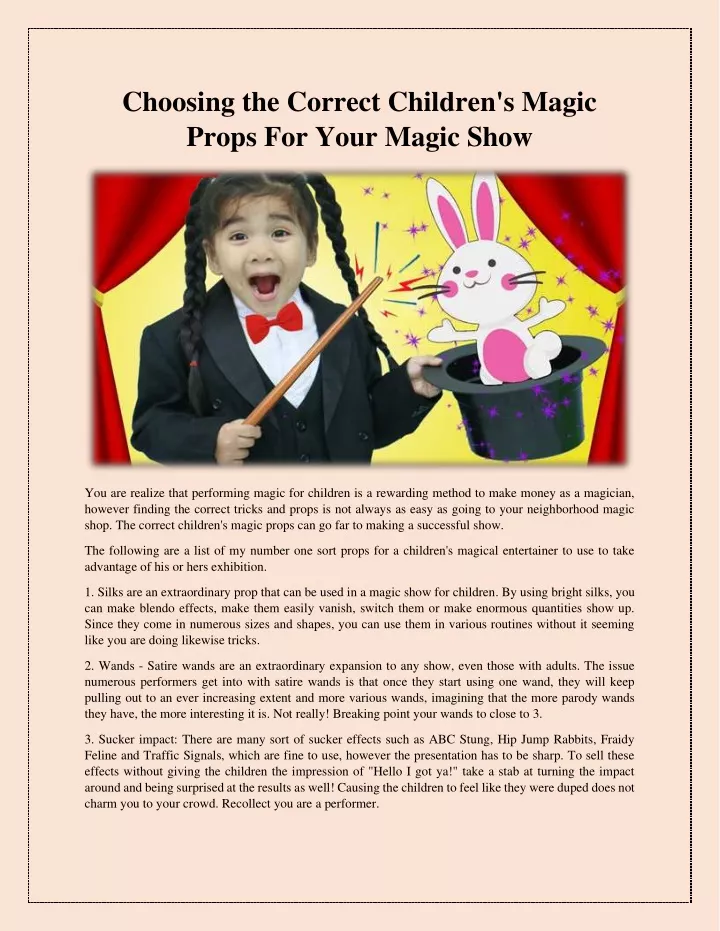 choosing the correct children s magic props